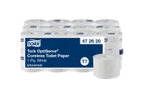 Distributeur Papier Toilette Tork OptiServe - 2 Rouleaux Sans Mandrin - Blanc, Vertical - Pour Sanitaires Publics
