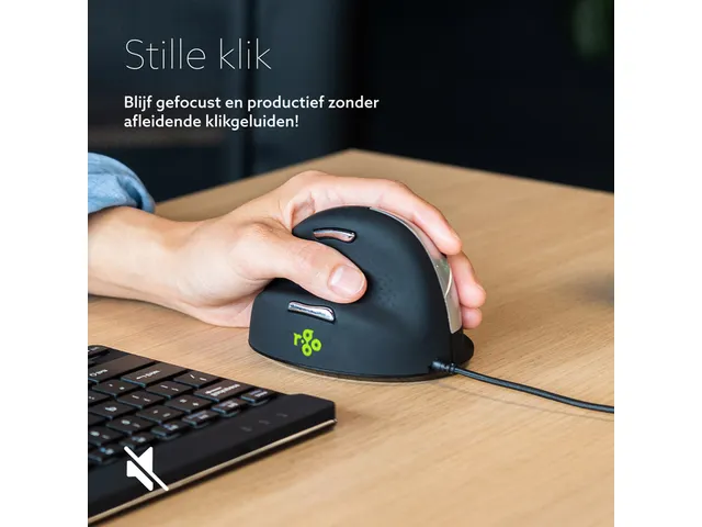 Ergonomische muis R-Go HE Break Medium links bedraad Zwart