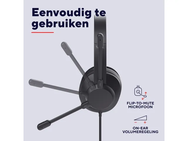Trust Ayda Max USB-headset met ENC Bedrade hoofdtelefoon Zwart