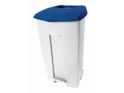 afvalbak,1x120l,HxBxD 890x560x480mm,romp PE wit,deksel PE blauw