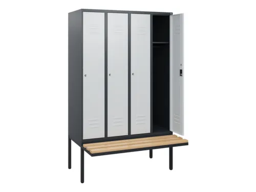 locker met bank,HxBxD 1950x1200x815mm,4vak,vak B 300mm,cil.-slot