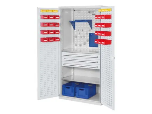 kast met sleufplaat,HxBxD 1950x1000x600mm,2xStalen bodem,RAL5010