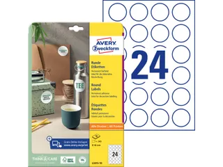 Etiket Avery L3415-10 rond 40mm wit 240stuks - 5