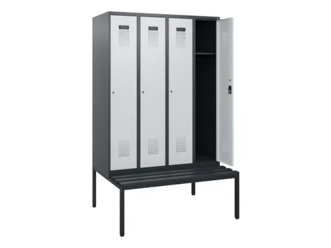 locker met bank,HxBxD 1950x1200x815mm,4vak,vak B 300mm,cilinderslot