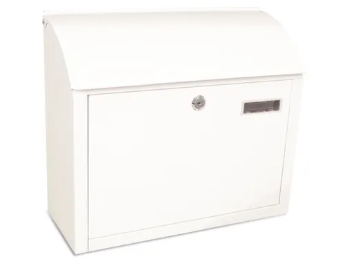 muurbrievenbus,staal,wit,HxBxD 330x384x170mm,inworp/uitname voor