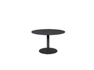 Linesto vergadertafel 120cm rond houtprint schaduw 25mm zwart - 1