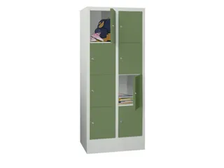 lockerkast,HxBxD 1518x600x500mm,2x4vakken,RAL7035,front RAL6011 - 2