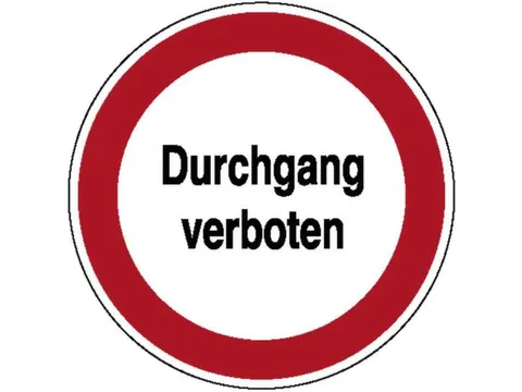 verbodsbord,“Doorgang verboden”,wandbord,aluminium,standaard,Ø 31