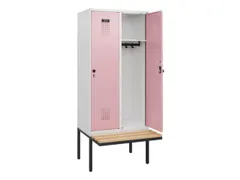 locker met bank,HxBxD 1950x800x815mm,2vak,vak B 400mm,draaigrendel