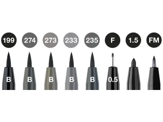 Tekenstift Pitt Artist Pen etui 8 stuks zwart en grijs assorti - 3