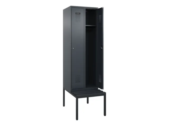 locker met bank,HxBxD 2120x600x815mm,2vak,vak B 300mm,cilinderslot