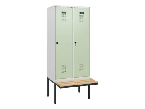 locker met bank,HxBxD 1950x800x815mm,2vak,vak B 400mm,draaigrendel
