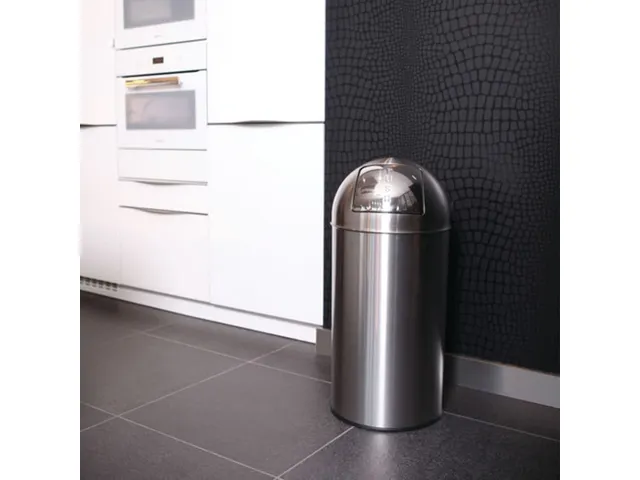 Afvalbak Pushcan 40 liter Mat Chroom