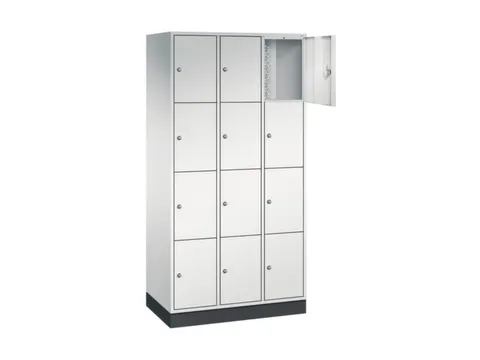lockerkast,RAL 7035,HxBxD 1950x920x500mm,3x4vakken,cil.-slot,sokkel