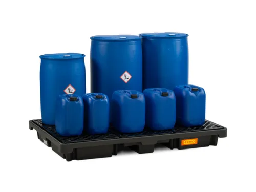 PE-opvangbak,v. 6x200l vat,opvangvol. 220l,HxBxD 200x1860x1260mm