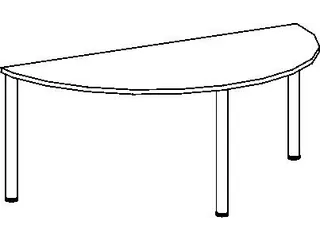 vergadertafel HxBxD 72x160x80cm halfrond Beuken 3voeten Alu Ronde buis - 4