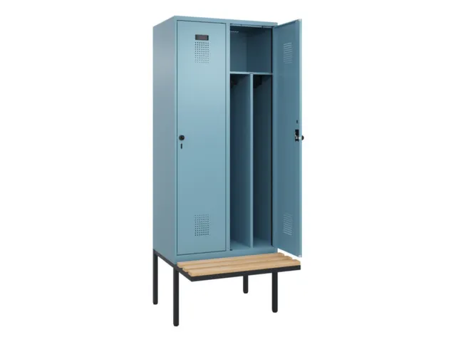 locker met bank,voor scheiding van kleding,HxBxD 2120x800x815mm,2vak