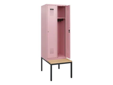locker met bank,HxBxD 1950x600x815mm,2vak,vak B 300mm,cilinderslot