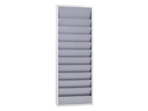 orderplanner,20vakken,HxBxD 1278x554x74mm,plank(en) plaatstaal,grijs