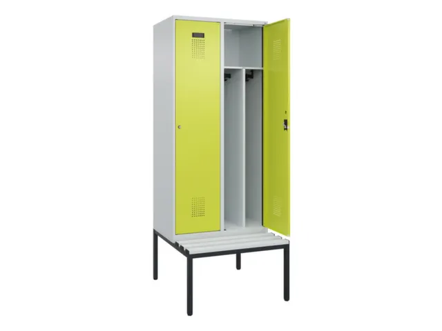 locker met bank,voor scheiding van kleding,HxBxD 2120x800x815mm,2vak