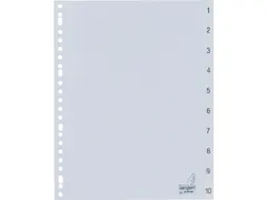 Tabbladen Kangaro A4 23-Gaats G410CM 1-10 Genummerd Grijs Pp
