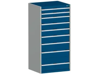 ladekast HxBxD 1600x800x750mm 9laden RAL7035 front RAL5010 - 2