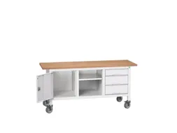 werkbank,HxBxD 830x1750x600mm,multiplexblad,uitrusting: 3laden,kast