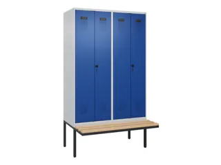 PBM-locker met bank,HxBxD 2120x1200x815mm,4vak,vak B 300mm - 2