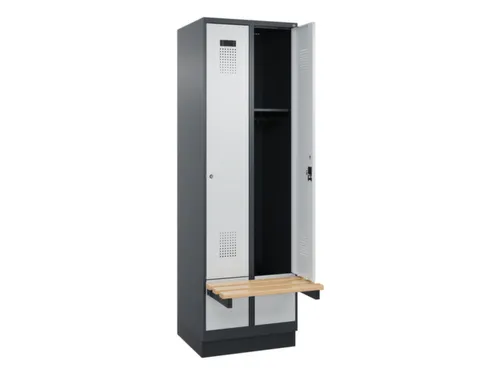 locker met bank,HxBxD 1950x600x815mm,2vak,vak B 300mm,cilinderslot