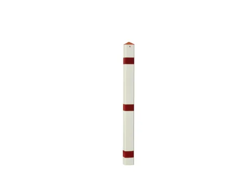 Afzetpaal Vierkant 70x70mm Vast Te Betonneren Spitse Kop Wit/Rood