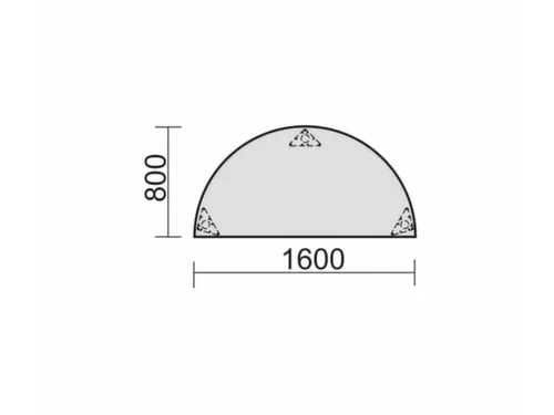 vergadertafel,HxBxD 720x1600x800mm,halfrond,3voeten RAL9006,ronde buis