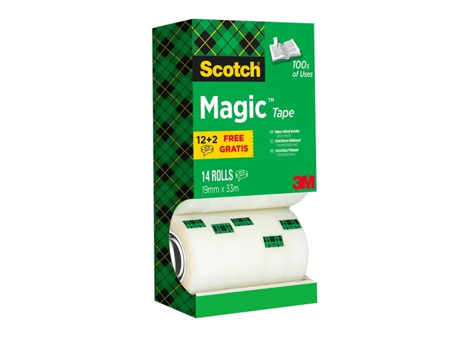 Plakband Scotch Magic 810 19mmx33m onzichtbaar mat 12+2 gratis