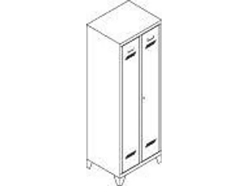 garderobekast,HxBxD 1850x600x500mm,2vak,RAL7035,front RAL5012