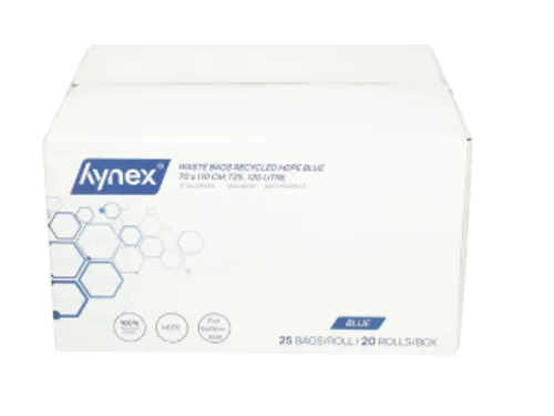 Afvalzak Hynex 70x110cm HDPE recycled T25 120L blauw rol à 25 stuks
