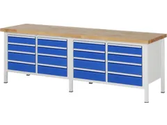 werkbank,HxBxD 840-1040x2500x700mm,beukblad,draagverm. 1250kg