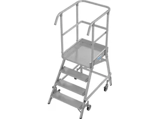 bordestrap,verrijdbaar,bordes H 1m,4treden,aluminium,4zwenkwielen - 1