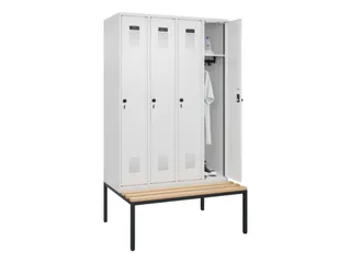 locker met bank,HxBxD 2120x1200x815mm,4vak,vak B 300mm,draaigrendel - 1