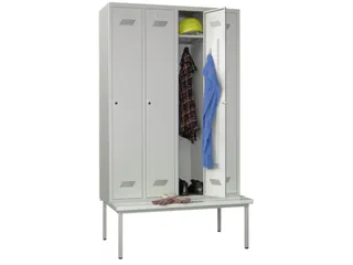 locker met bank,HxBxD 2150x1200x500mm,4vak,RAL7035,front RAL7035 - 1