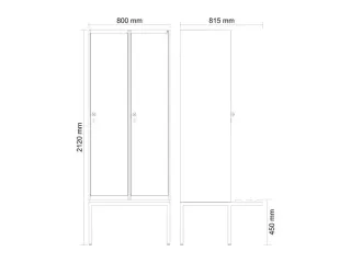 locker met bank,HxBxD 2120x800x815mm,2vak,vak B 400mm,cilinderslot - 3