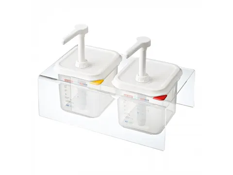 Araven Sauspomp 2x Dispenser met bak 2.6 liter 1/6 GN 150mm