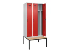 locker met bank,voor scheiding van kleding,HxBxD 2120x900x815mm,3vak