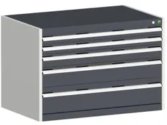 ladekast HxBxD 700x1050x750mm 5laden romp RAL7035 front RAL7016