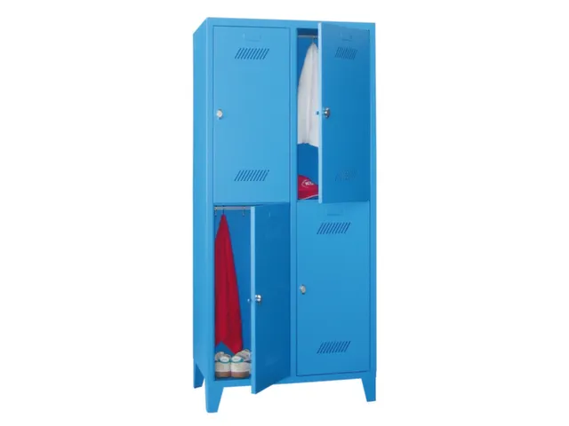dubbeldekse locker,HxBxD 1850x800x500mm,2x2vak.,RAL7035,front RAL5010