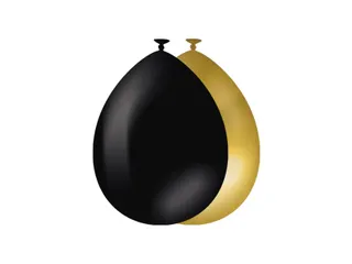 Ballonnen 10 stuks Goud en Zwart - 2