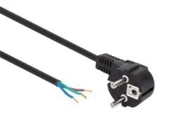 Voedingskabel Zwart CEE 7/7 90 + Uiteinden L=3m H05VV-F 3G0.75mm²