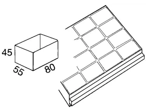 inzetbak,v. Magazijnkast,HxLxB 45x80x55mm,PP