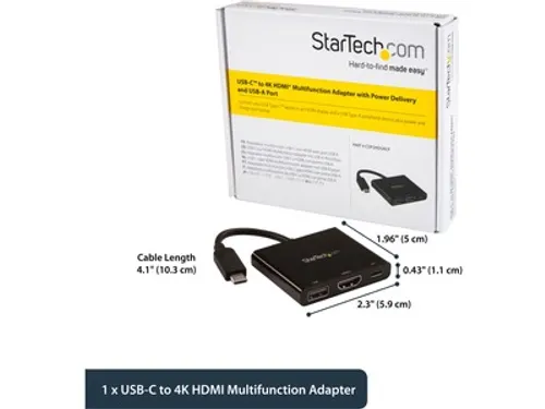 USB-C multiport adapter met HDMI - USB 3.0 poort - 60W PD - zwart