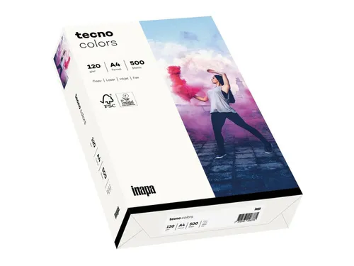Inapa Tecno colors Gekleurd papier A4 Wit 120 gram 250vel