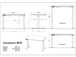 Elektrisch ihv bureau,HxBxD 720-1200x1200x800mm,blad decor kasjmier - 5