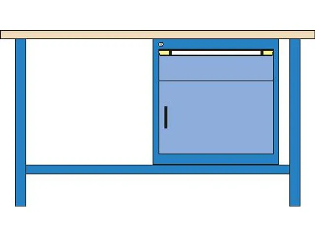 werkbank,HxBxD 840x2000x700mm,multiplexblad,RAL7035,front RAL7035